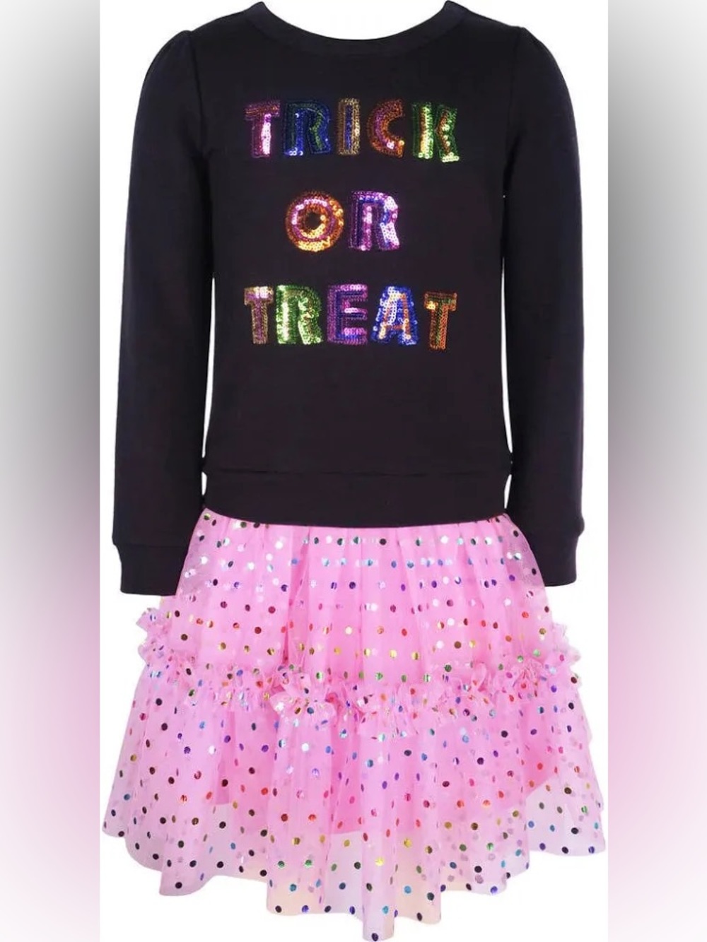 NWT Zunie Girls Halloween Trick Or Treat Sequin Tutu Dress 6